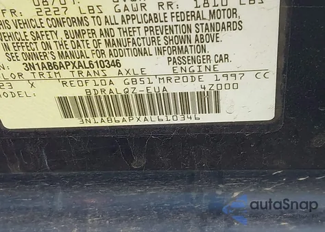 2010 Nissan Sentra 2.0 z USA, uszkodzony, nr VIN 3N1AB6APXAL610346